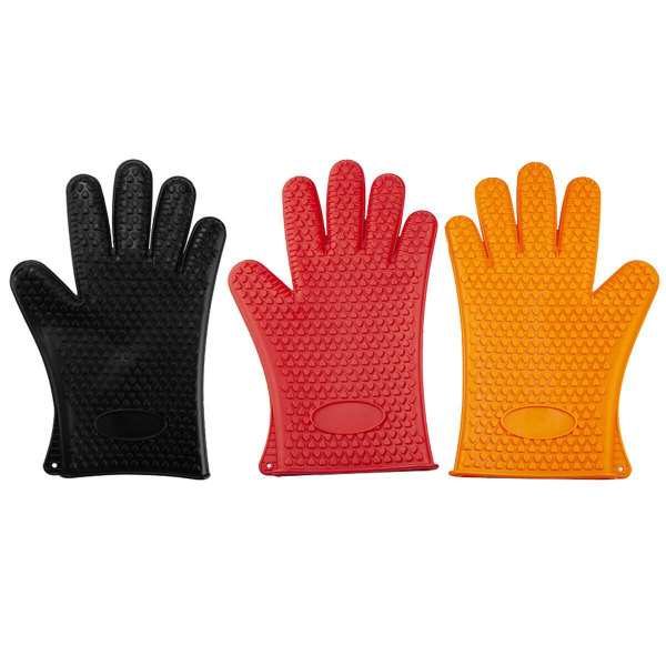 Ett par handskar Värmebeständiga silikonhandskar Kök BBQ Ugn Matlagningsvantar Orange