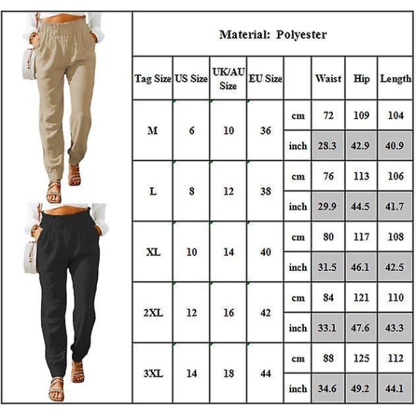 Dame Rynket Stretch Harem Bukser Khaki XL