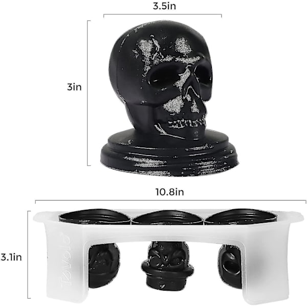 3 st Skull Ice Form Halloween 3d Ice Cube Ball Silikonbricka Maker för Whisky
