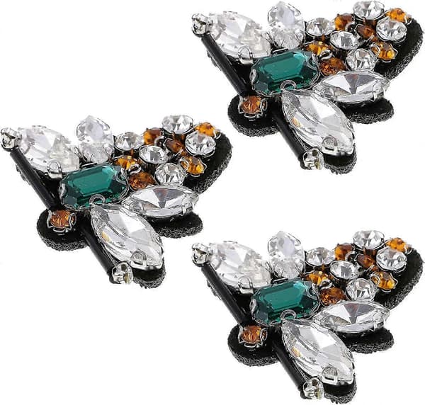 Perlebesatt Rhinestone Stofflapp DIY Stoffapplikasjon Strykelapp For Klær (Stil D)
