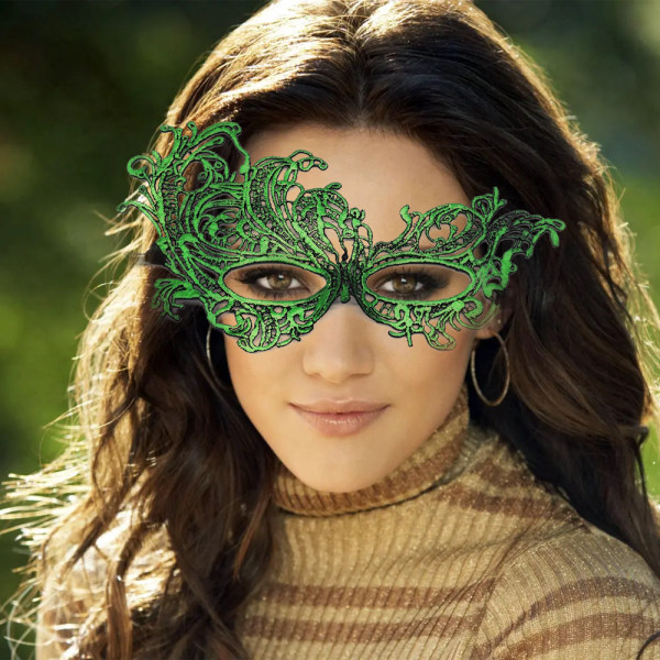 Maskerade maske til kvinder Party Aften Maske Bar Kostumer green