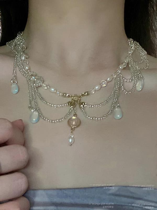Perlevedhæng Hovedkæde Krystal Lagdelte Hårkæder Rhineston