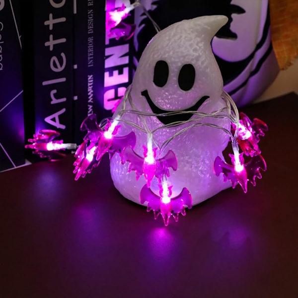 Halloween 3D Gresskar Flaggermus Lyslenke - 20 LED batteridrevet
