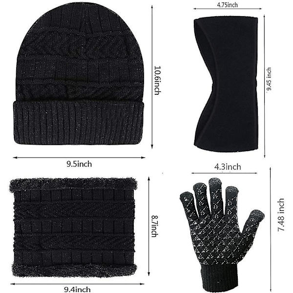 5 delar varmare set innehåller fleecefodrade stickade skidmössor Scarf varmare handskar Ski