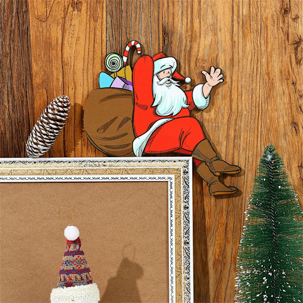 Jul Dörrkarm Dekoration Santa Älg Trä Dörr Hörnskylt Ornament Juldekorationer 2024 Nyårspresenter null - C