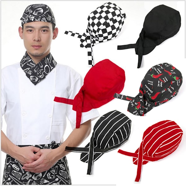Färgglad Pirates Chef Cap Skull Cap Professionell Catering Olika Chef Hatt