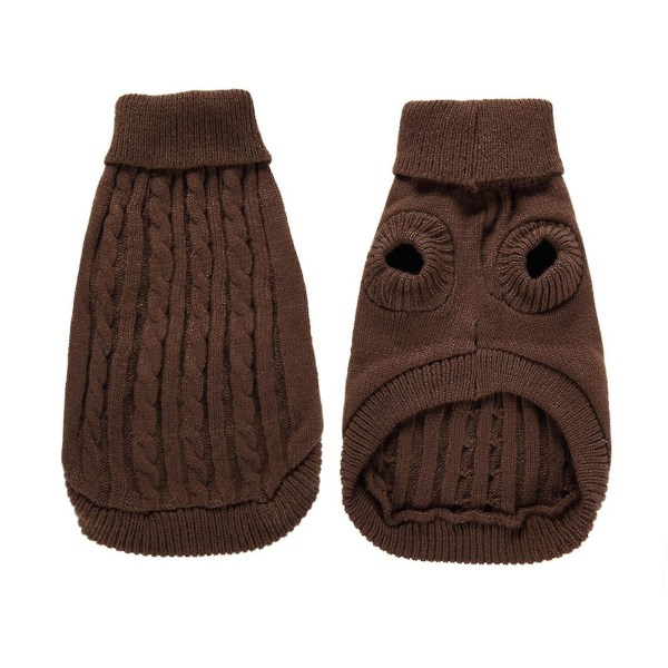 Pet Sweater, Turteneck Knit Jumper Hundtröja Varm kappa Söt vap Kattkäder brown l