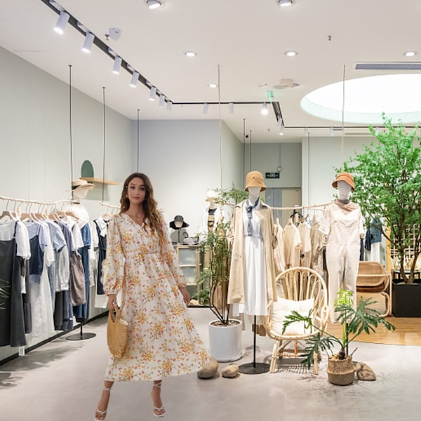 Kvinnor Casual lös blommig klänning ärm lång sommar strandklänning S