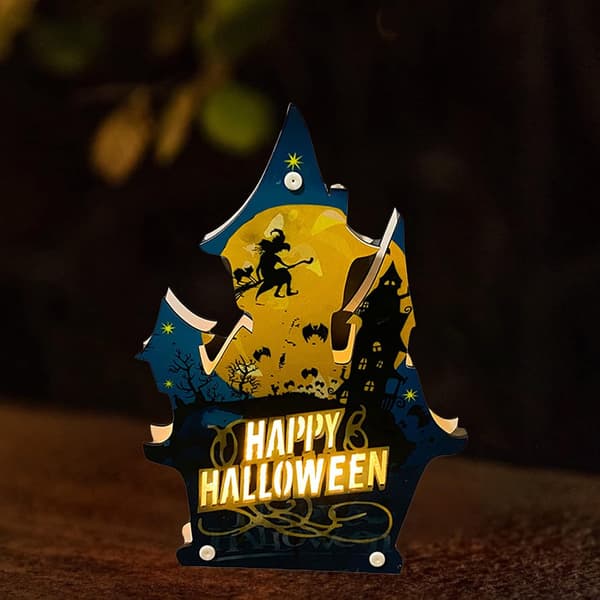 Halloween nattlys dekorasjon rekvisitter, LED lys dekorasjoner, (slott gul)