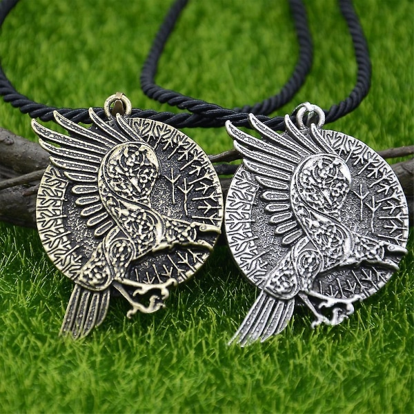 Odin Raven Amulett Kråk Talisman Wicca Fågelsmycken Viking Halsband Alla hjärtans dag present Style 3 Bronze