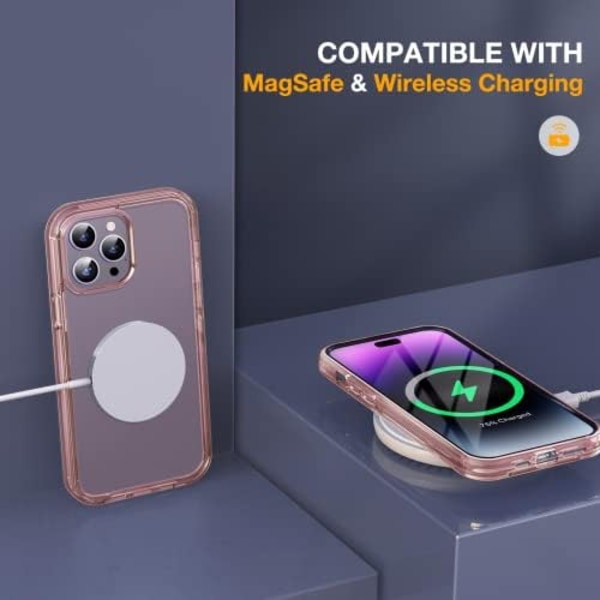 Miracase Glass Series Designad för iPhone 14 Pro Max Case 6,7 tum, [2023 Upgrade] Bumper Case med inbyggd 9H härdat glas Scr Clear Pink