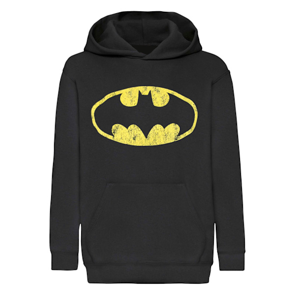 Batman Dame/Ladies Distressed Logo Hættetrøje Sort Black 2XL