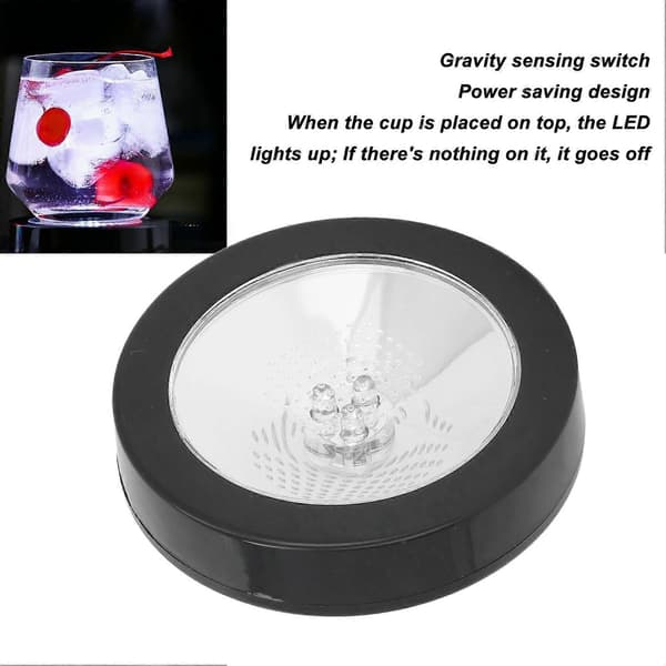 Coaster Lys Tyngdekraftssensor Kontakt Rund LED Kopholder Atmosfære Lamper til Fest Bar Bryllup Hvidt Lys