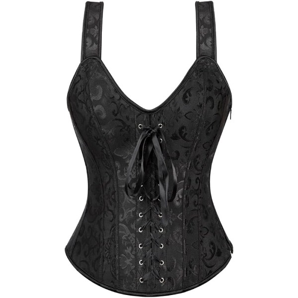 Korsetter för kvinnor Overbust Bustier Top Gothic Sexy Shoulder Black6806 L