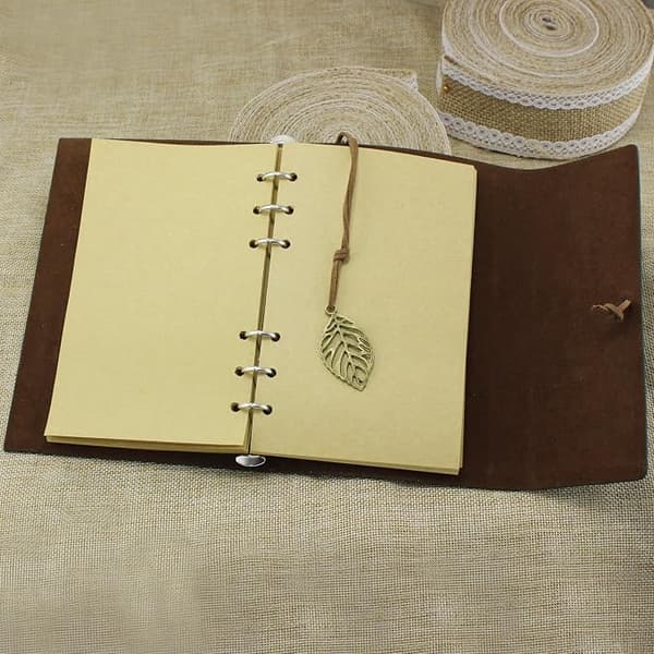 #Grønn Vintage PU Lærdeksel Journal Notatbok Blank Dagbok Reisejournal #