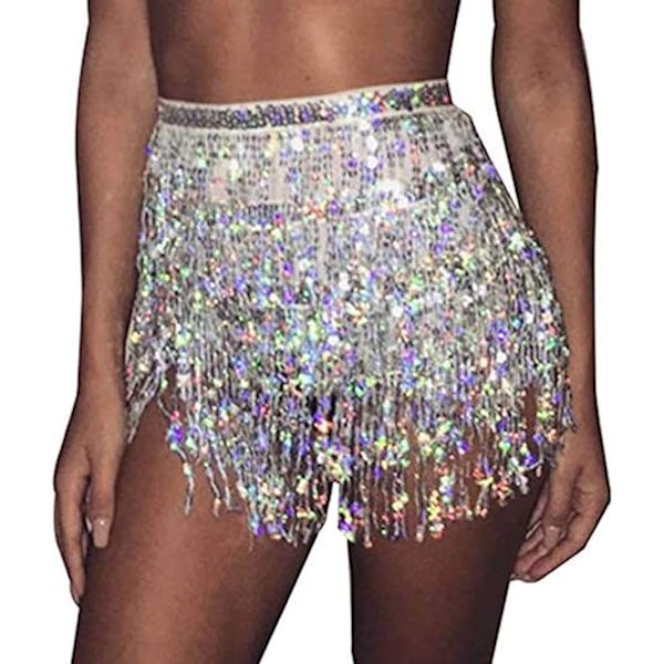 Magedans Hofte Skjørt Dusk Skjerf Paljett Wrap Rave-kostyme for D