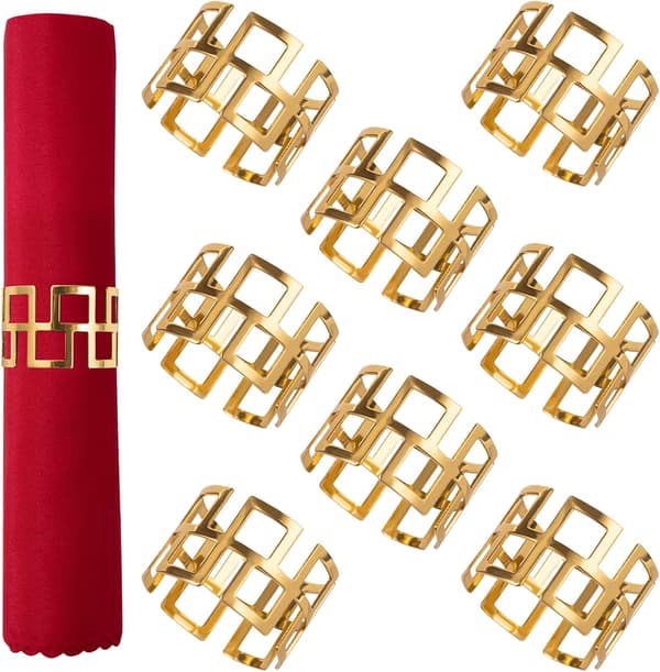 Jule servietring - guld servietholder rund metal jul