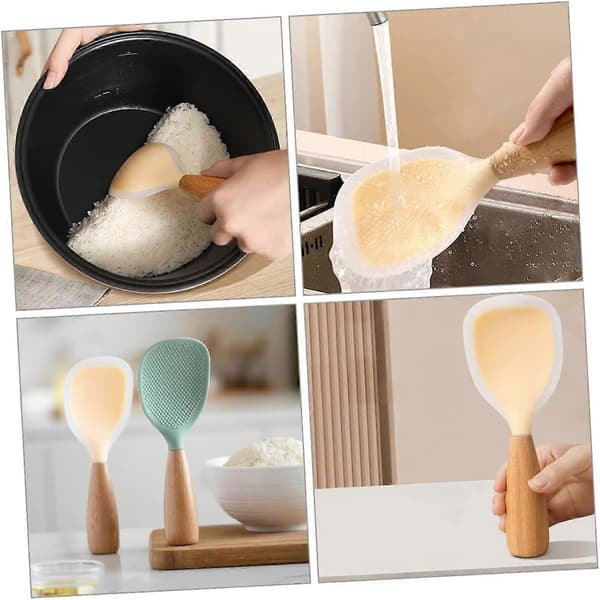 2 st Silikon Risspade/Skopa för Hemmet, Praktisk Non-stick Risspade, Såsslev, Soppslev