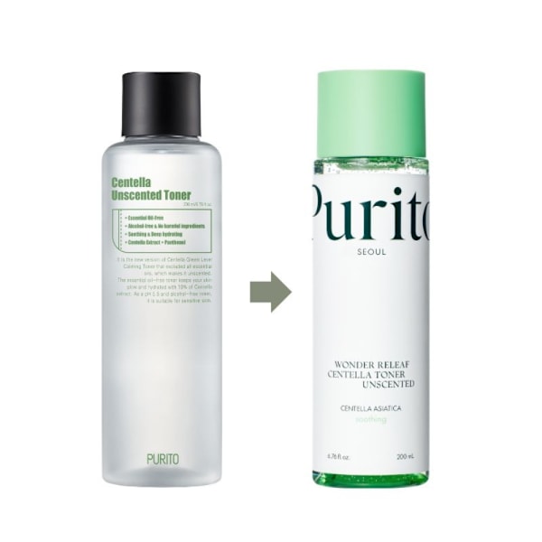 PURITO Wonder Releaf Centella Unscented Toner, 200 ml - lugnande ansiktsvatten 200