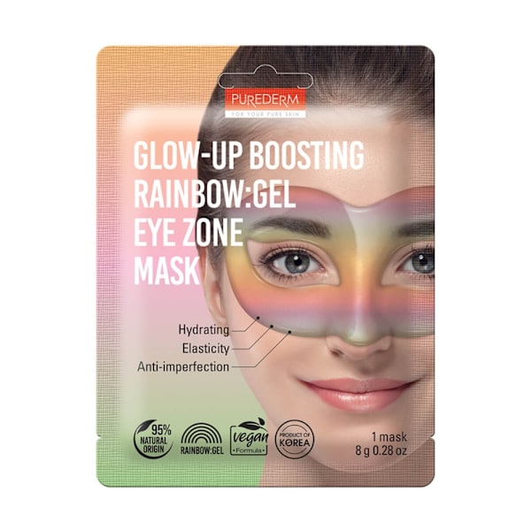 PUREDERM Vegan Glow-up Boosting RAINBOW: ögonmask med hydrogel, 8 g