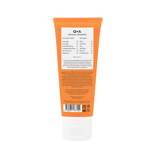 Q+A - Ginger Root Daily Moisturiser, 75ml - skyddande ansiktskräm med ingefära 75