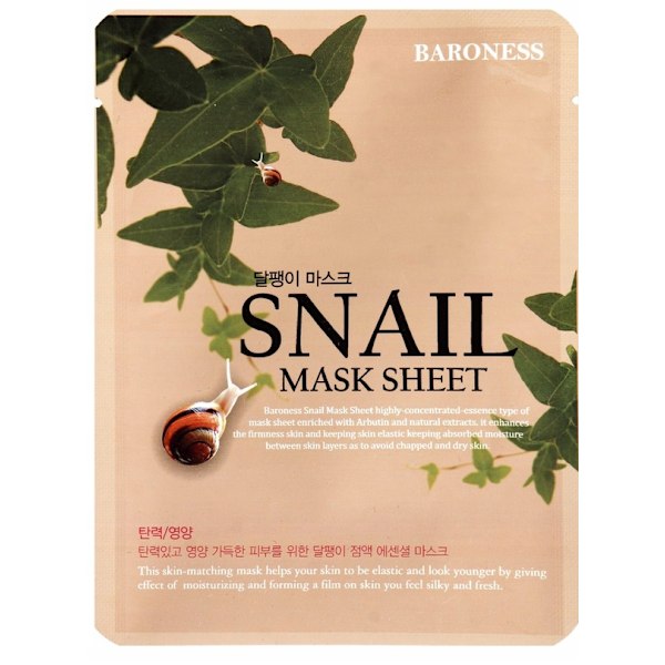 BARONESS Snail Mask Sheet,21g - Sheetmask med snigelslemfiltrat