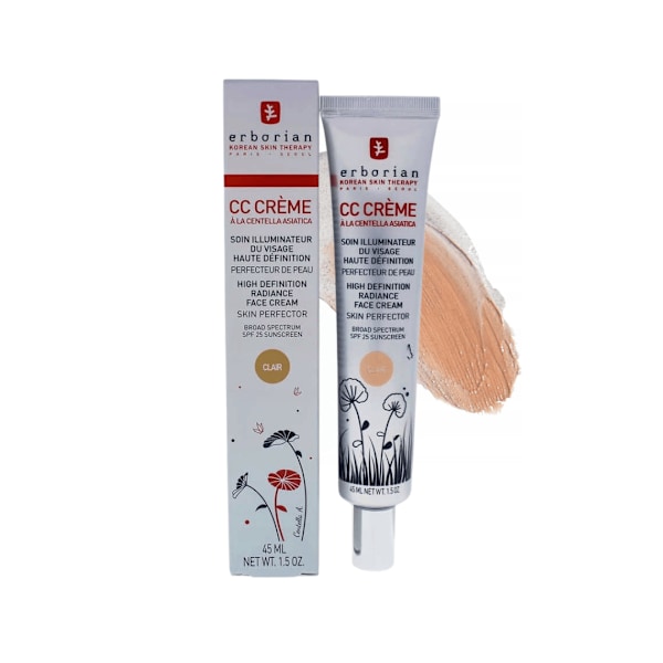 ERBORIAN CC Creme à la Centella Asiatica SPF 25 Clair 45 ml - korrigerande färgkräm med Centella Asiatica, neutral ljusbeige 45