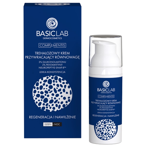 Basiclab TREHALOZ RESTORING CREAM 3%GLUCONOLAKTONE, 2%PENTAWITN, SNAP-8™ NEUROPEPTIDE WITH LIGHT CONSTITUTION REGENERATION AND NURSING 50 ML 50