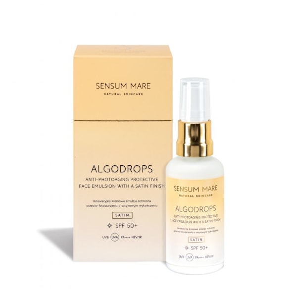 Sensum Mare - Algodrops Satin, 50 ml - anti-foto-aging krämemulsion med satinfinish SPF 50+ UVB UVA PA++++ HEV/IR 50