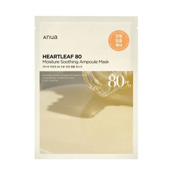 ANUA HEARTLEAF 80 MOISTURE SOOTHING AMPOULE MASK 27ml - Lugnande och återfuktande arkmask