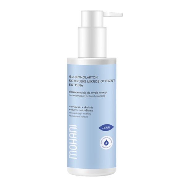 MOHANI Fuktgivande dermoemulsion för ansiktstvätt med glukonolakton, ektoin och mikrobiotiskt komplex, 150 g 150