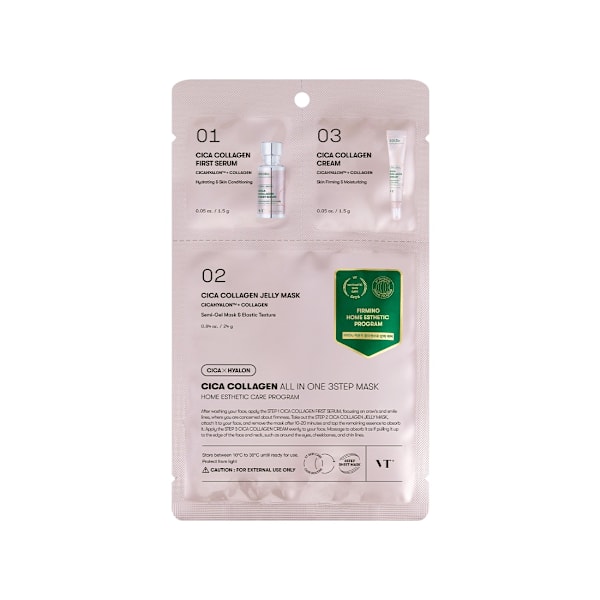 VT Cosmetics Cica Collagen Allt-i-ett 3-stegsmask 3 x 1,5 g + 24 g + 1,5 g - Kollagenmask, set om 3 81