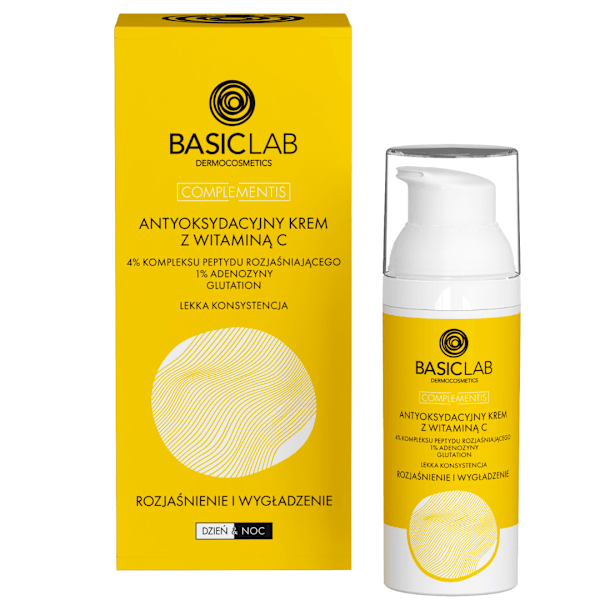 Basiclab - Antioxidantkräm med c-vitamin, 4% peptidkomplex, 1% adenosin, glutation med lätt konsistens, uppljusande och utjämnande