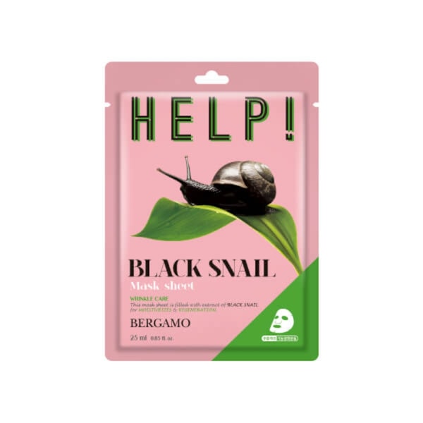 BERGAMO Hjälp! Black Snail Mask Sheet 25 ml - Uppstramande och utjämnande arkmask med snigelslem BERGAMO HELP! 25