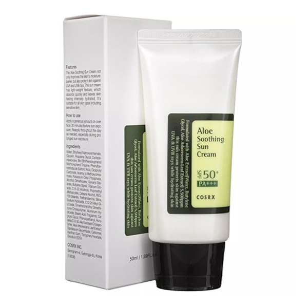 COSRX Aloe Soothing Sun Cream SPF50+ PA++ 50 ml - Multifunktionell skyddskräm med högt UV-filter 50