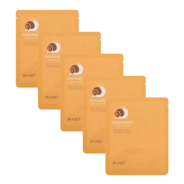 Petitfee Gold Snail hydrogel mask pack 5 x 30 g - fuktgivande sheet mask med guld, set om 5 30