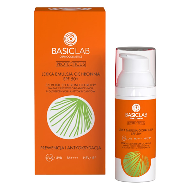 BasicLab Protectius Light skyddande emulsion SPF 50+ förebyggande och antioxidation, airless 50 ml 50