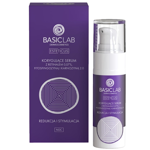 Basiclab Esteticus CORRECTING SERUM MED RETINAL 0,07%, PHYTOSPHINGOSINE OCH CARNOSINE 2,0 REDUCTION AND STIMULATION NIGHT 30 ml 30