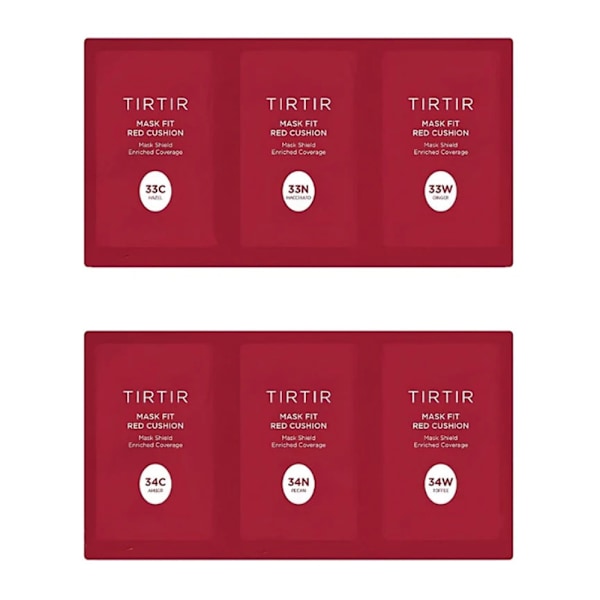 TIRTIR Mask Fit Red Cushion 6 Shade Trial Kit (33C/33N/33W,34C/34N/34W) - provset (6x1g) 6