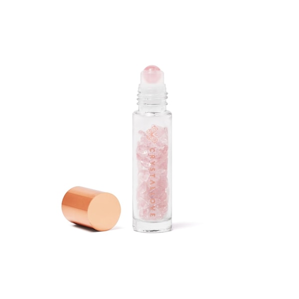 CRYSTALLOVE Rose Quartz Infused Oil Dropper Bottle 10 ml – En flaska med rosenkvartskristaller för olja 10