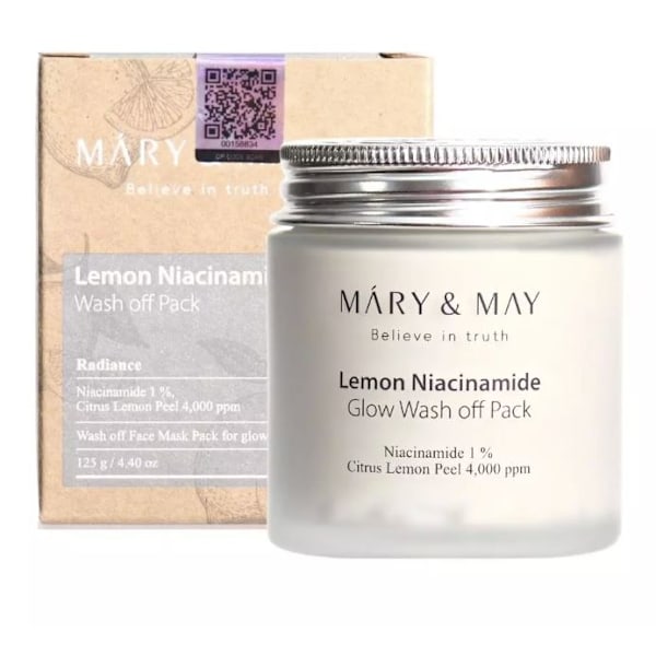 Mary&amp;May Lemon Niacinamide Glow Wash off Pack 125g - ansiktsmask som minskar missfärgningar 125