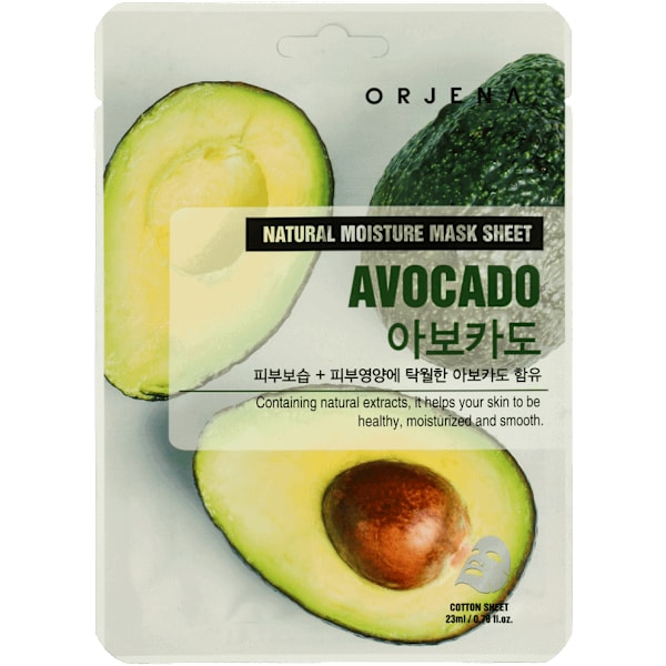 ORJENA Avocado Mask Sheet, 23 ml - Vårdande och föryngrande avokadomask 23