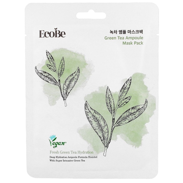EcoBe Green Tea Ampoule Mask Pack 25ml - Uppfriskande sheet mask 25