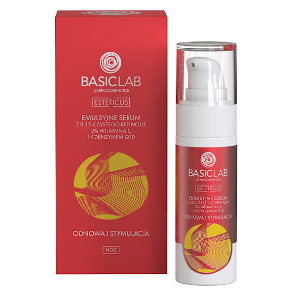 BasicLab Esteticus Emulsion Renewal and Stimulation Serum med 0,3% ren retinol, 3% C-vitamin och coenzym Q 10 30 ml 30