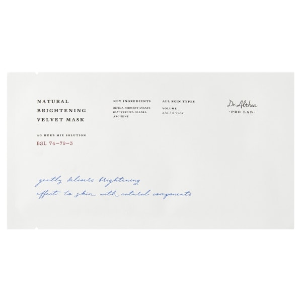 Dr.Althea Natural Brightening Velvet Mask 27 g - intensivt återfuktande och uppljusande sheetmask 27