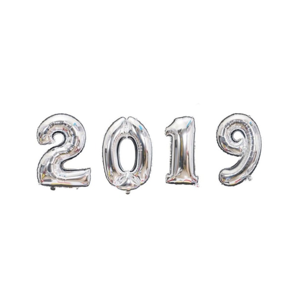 Silver 2019 nyårs folienummerballonger
