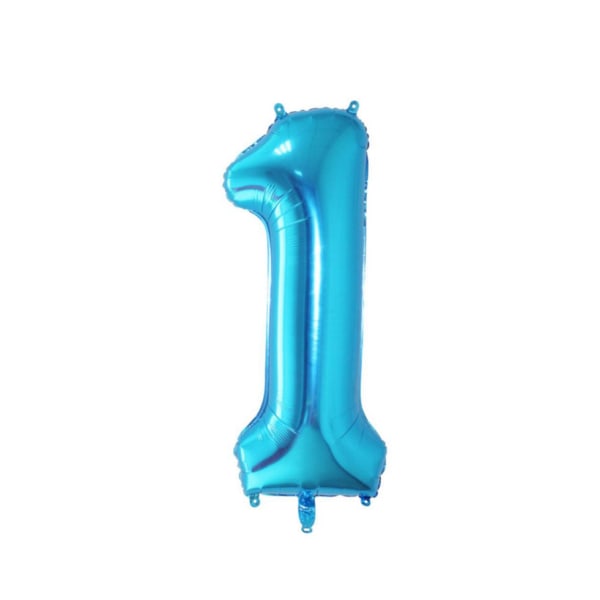 Blå nummer 1 folieballong 40 tum för festdekor