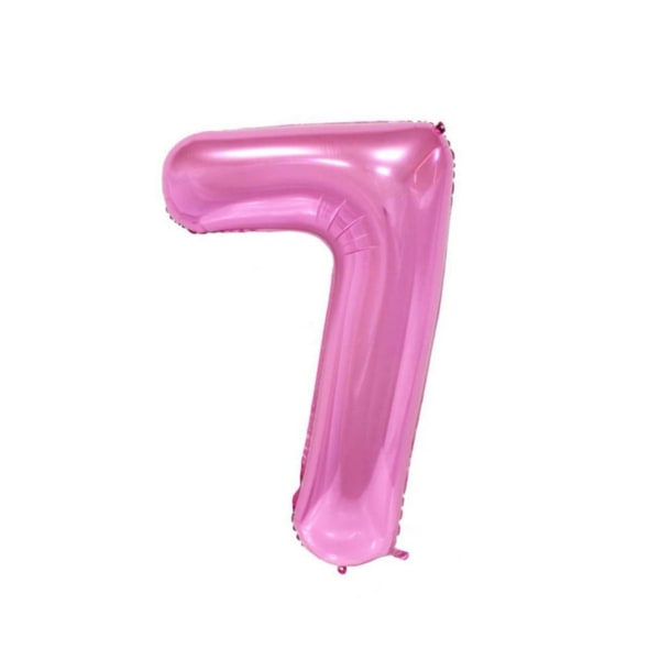 Rosa nummer 7 folieballong 40 tum för fester