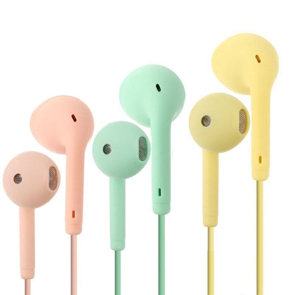 In-Ear-hörlurar med sladd i macaronfärg yellow