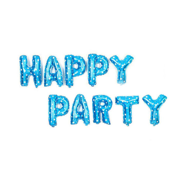 Happy Party Blå Bokstavsfolieballong - Nyårs-/jubileumsdekor